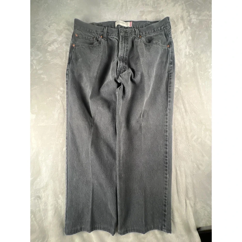 Levis 550 Relaxed Fit Jeans Mens 38x28 Faded Black Tapered Leg Denim 00550-0260